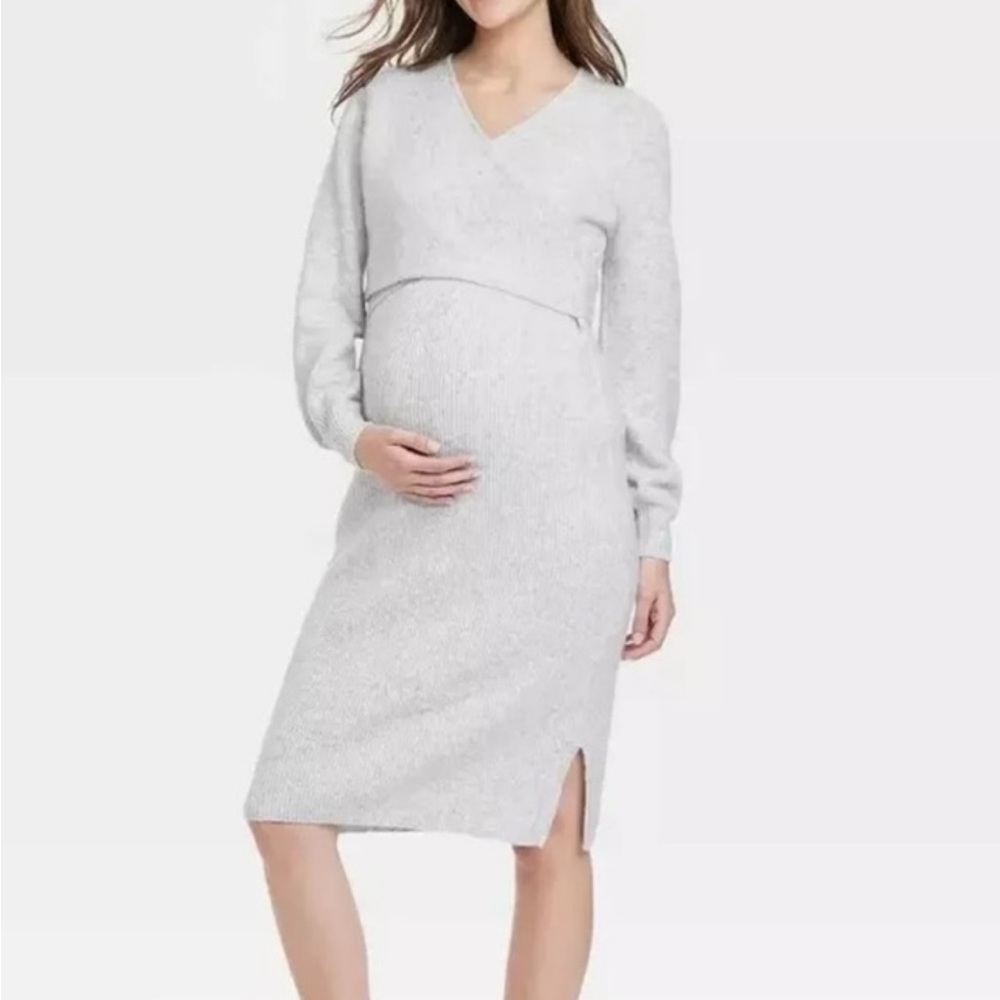Isabel Maternity Wrap Top Sweater Dress